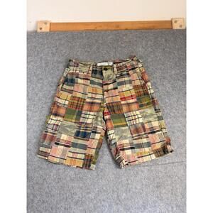 Vtg Y2K American Eagle Shorts Mens 31 Cargo Camo Plaid Patchwork Longer Length